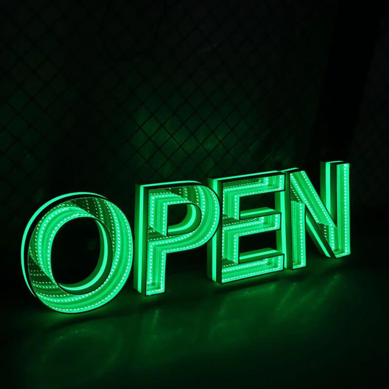 Custom infinity mirror LED light sign for medical offices