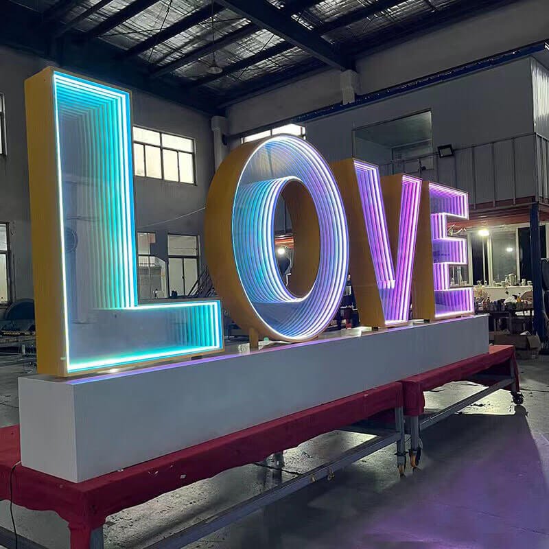 Infinity mirror LED channel letters with clear acrylic face