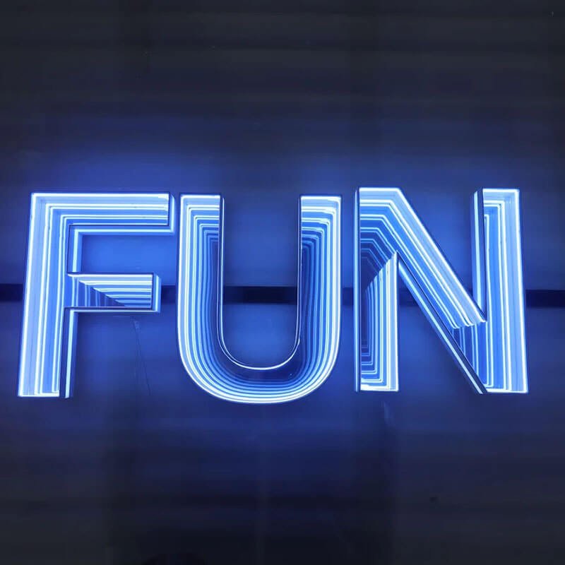 Infinity mirror LED light sign with acrylic backlit design
