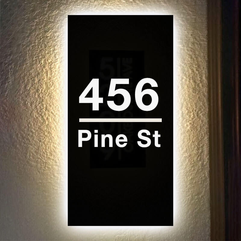 LED Backlit Modern Lighted House Address Numbers LED Illuminated House Numbers