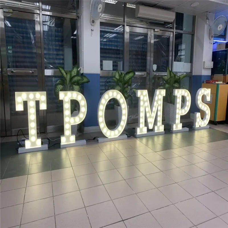 Metal marquee letters for office lobby decor