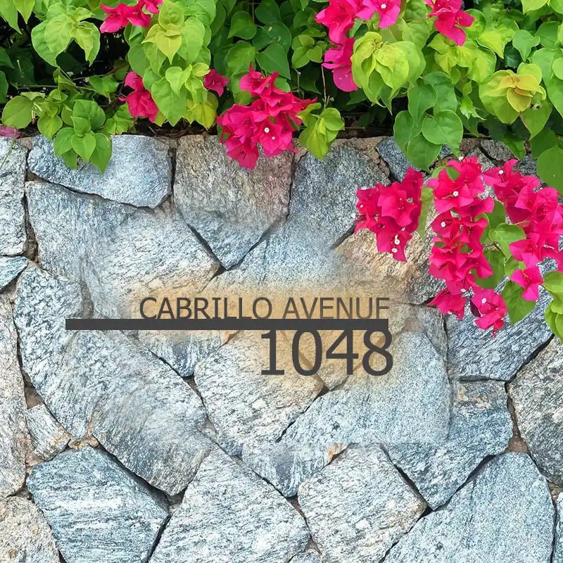 Solar-Powered Hotel Sign - Lighted Address Numbers Modern illuminated address plaque with floating number effect