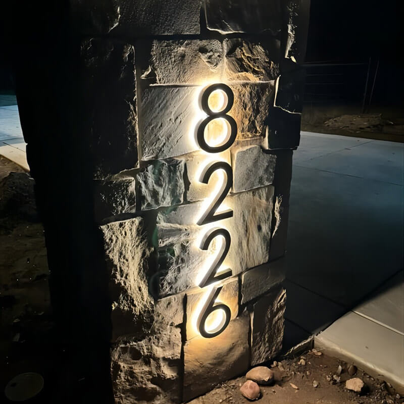 Modern LED Illuminated House Numbers - Custom Sizes & Styles